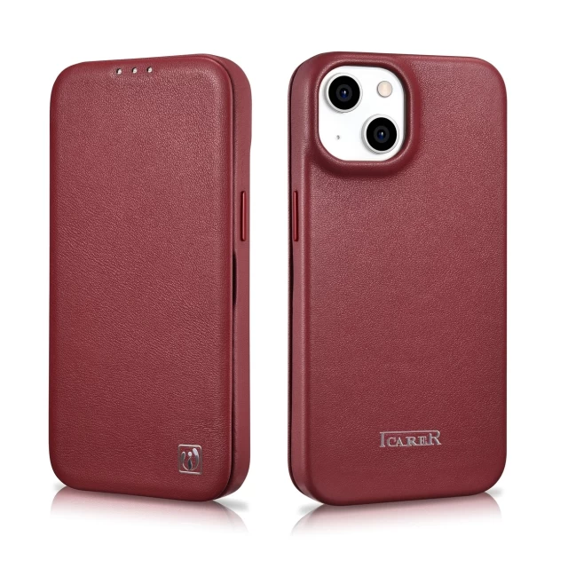Чехол iCarer CE Premium Leather Folio Case для iPhone 14 Plus Red with MagSafe (WMI14220715-RD)