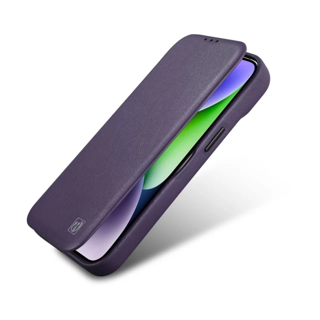 Чехол iCarer CE Premium Leather Folio Case для iPhone 14 Pro Max Dark Purple with MagSafe (WMI14220716-DP)