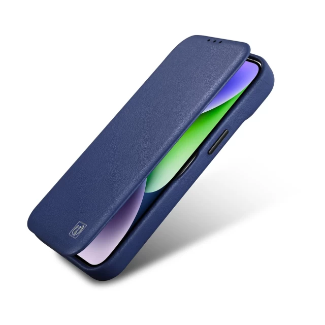 Чехол iCarer CE Premium Leather Folio Case для iPhone 14 Pro Max Blue with MagSafe (WMI14220716-BU)