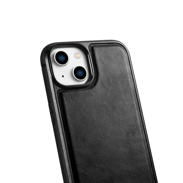 Чехол iCarer Leather Oil Wax Case для iPhone 14 Black with MagSafe (WMI14220717-BK)