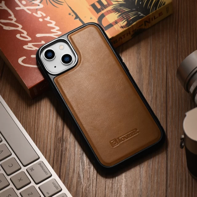 Чехол iCarer Leather Oil Wax Case для iPhone 14 Brown with MagSafe (WMI14220717-TN)