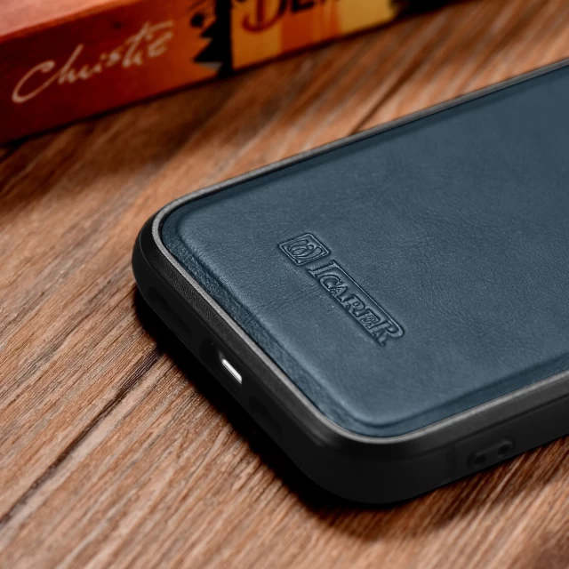 Чохол iCarer Leather Oil Wax Case для iPhone 14 Pro Blue with MagSafe (WMI14220718-BU)