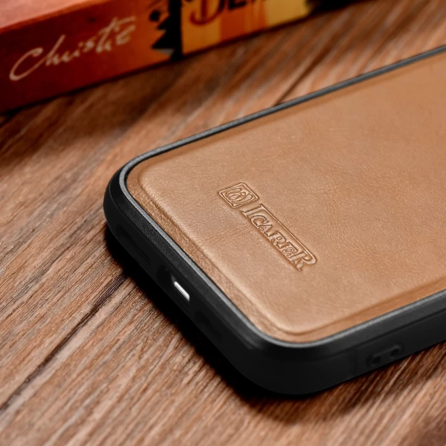 Чехол iCarer Leather Oil Wax Case для iPhone 14 Pro Brown with MagSafe (WMI14220718-TN)
