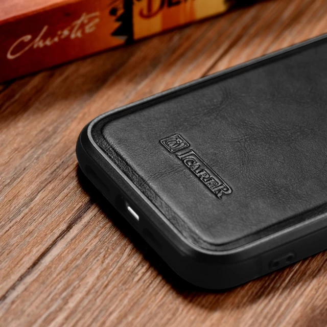 Чохол iCarer Leather Oil Wax Case для iPhone 14 Plus Black with MagSafe (WMI14220719-BK)