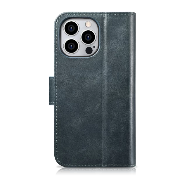 Чехол iCarer Oil Wax Wallet Case 2in1 для iPhone 14 Pro Anti-RFID Blue (WMI14220722-BU)