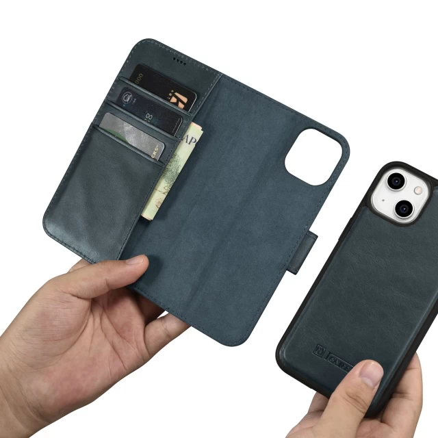 Чехол iCarer Oil Wax Wallet Case 2in1 для iPhone 14 Plus Anti-RFID Blue (WMI14220723-BU)