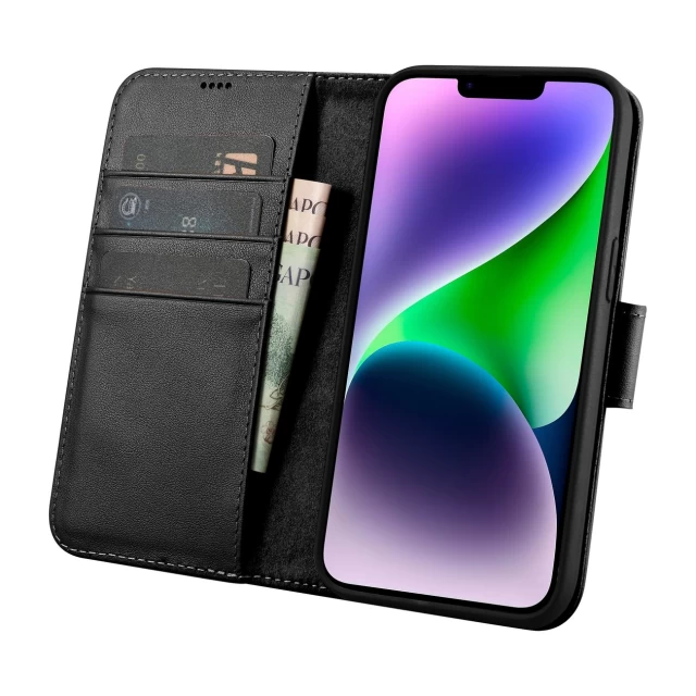 Чохол iCarer Wallet Case 2in1 для iPhone 14 Anti-RFID Black (WMI14220725-BK)