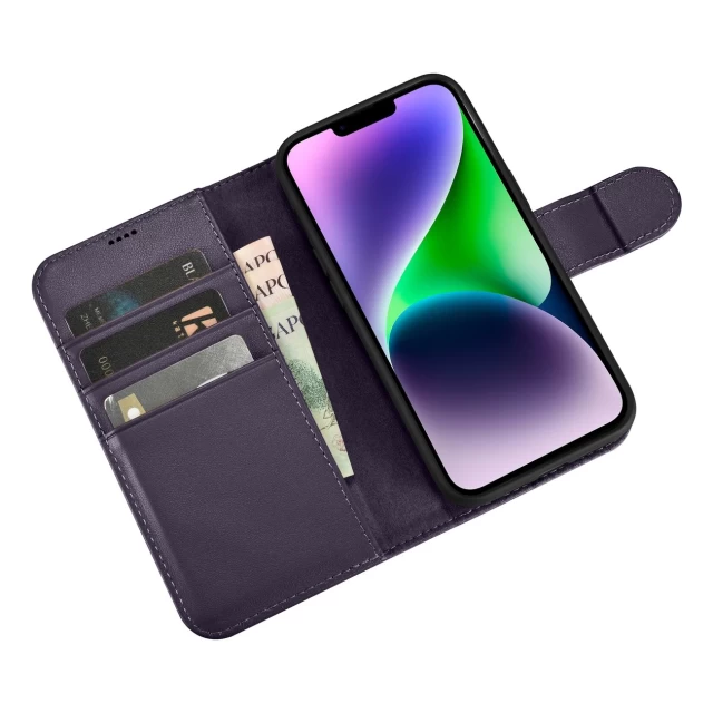 Чехол iCarer Wallet Case 2in1 для iPhone 14 Anti-RFID Dark Purple (WMI14220725-DP)