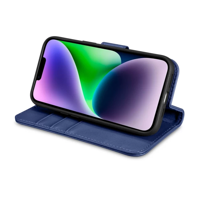 Чохол iCarer Wallet Case 2in1 для iPhone 14 Anti-RFID Blue (WMI14220725-BU)