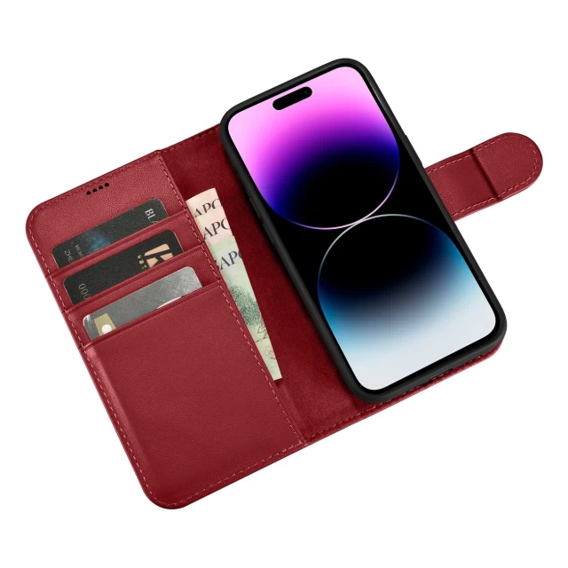 Чехол iCarer Wallet Case 2in1 для iPhone 14 Pro Anti-RFID Red (WMI14220726-RD)