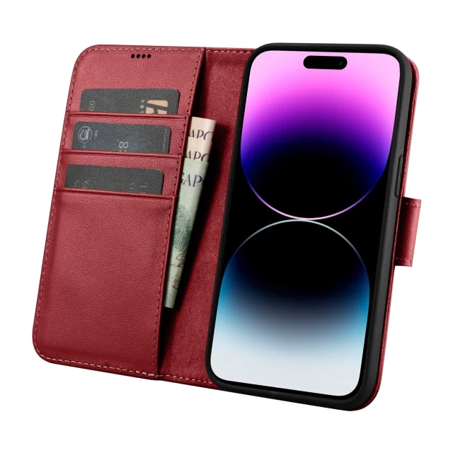 Чехол iCarer Wallet Case 2in1 для iPhone 14 Pro Anti-RFID Red (WMI14220726-RD)