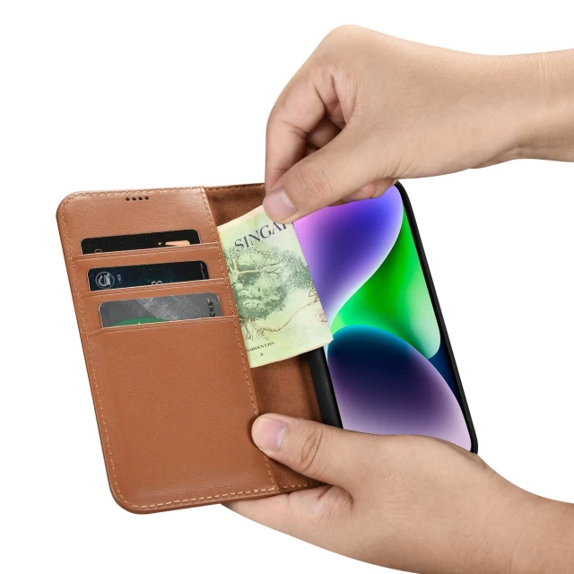 Чохол iCarer Wallet Case 2in1 для iPhone 14 Plus Anti-RFID Brown (WMI14220727-BN)
