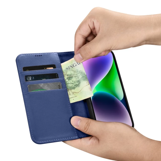 Чохол iCarer Wallet Case 2in1 для iPhone 14 Plus Anti-RFID Blue (WMI14220727-BU)