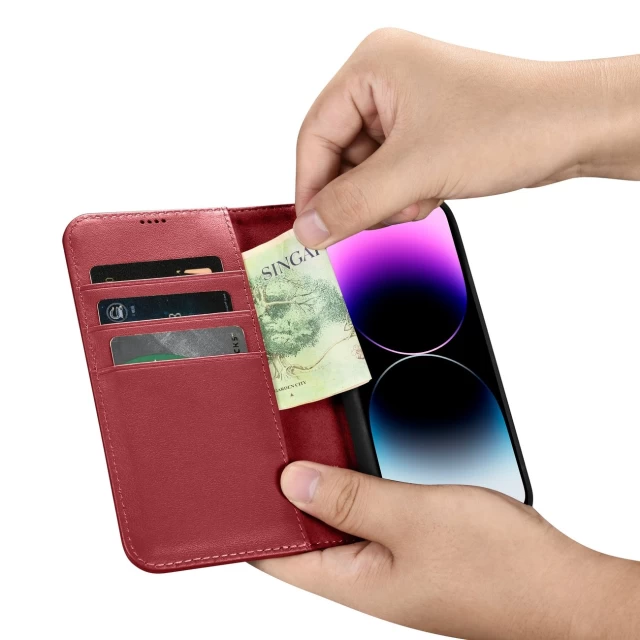 Чехол iCarer Wallet Case 2in1 для iPhone 14 Pro Max Anti-RFID Red (WMI14220728-RD)