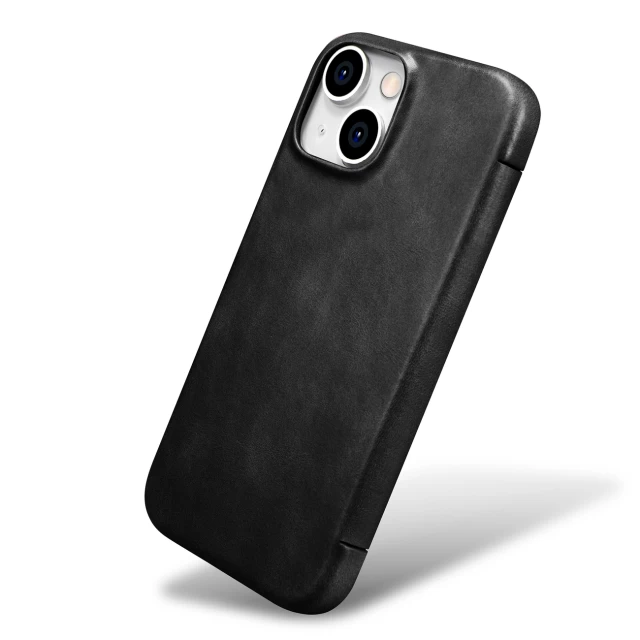 Чехол-книжка iCarer CE Oil Wax Leather Folio Case для iPhone 15 Black with MagSafe (6975092689942)