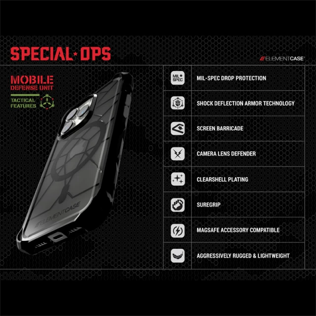 Чехол Element Case Special Ops X5 для iPhone 14 Smoke Black with MagSafe (EMT-322-263FQ-01)