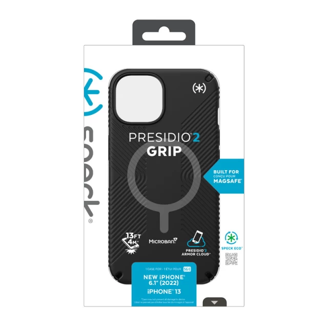 Чохол Speck Presidio2 Grip для iPhone 14 | 13 Black Black White with MagSafe (840168521944)