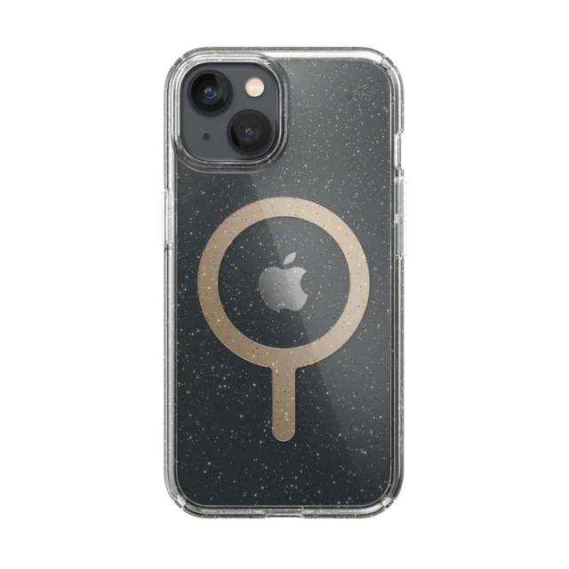 Чохол Speck Presidio Perfect-Clear with Glitter для iPhone 14 | 13 Clear Gold Glitter with MagSafe (840168522064)