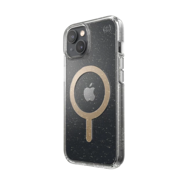 Чохол Speck Presidio Perfect-Clear with Glitter для iPhone 14 | 13 Clear Gold Glitter with MagSafe (840168522064)