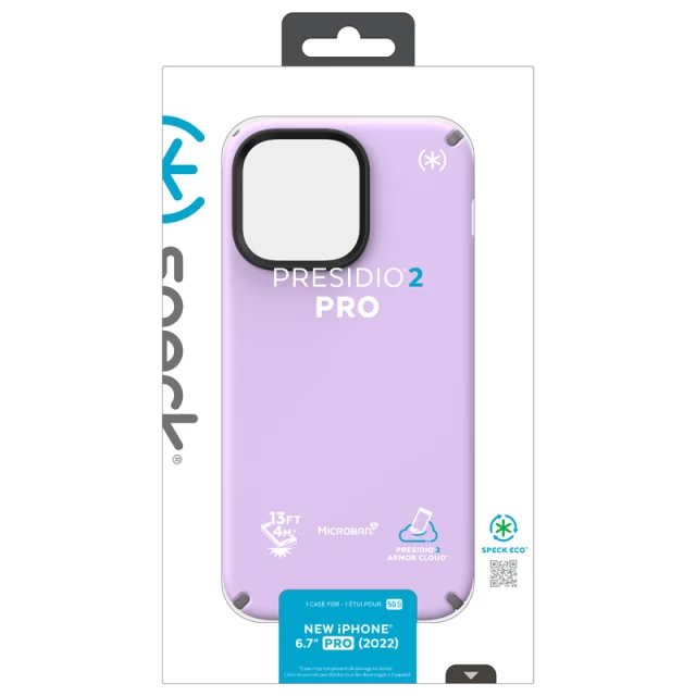 Чохол Speck Presidio2 Pro для iPhone 14 Pro Max Spring Purple Cloudygrey White (840168522804)