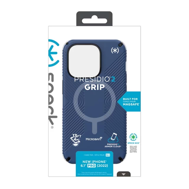 Чехол Speck Presidio2 Grip для iPhone 14 Pro Coastal Blue Black White with MagSafe (840168524983)