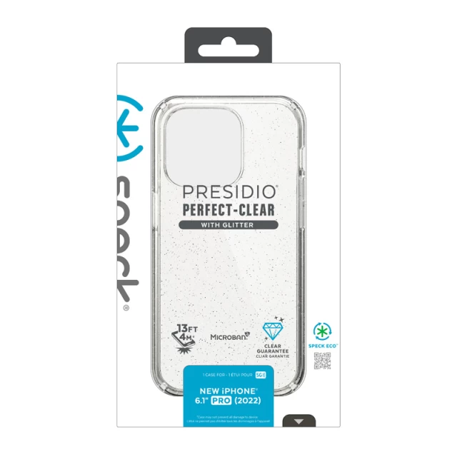 Чехол Speck Presidio Perfect-Clear with Glitter для iPhone 14 Pro Clear Gold Glitter (840168525072)