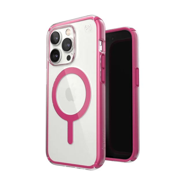Чохол Speck Presidio Perfect-Clear with Impact Geometry для iPhone 14 Pro Clear Digital Pink with MagSafe (840168525263)