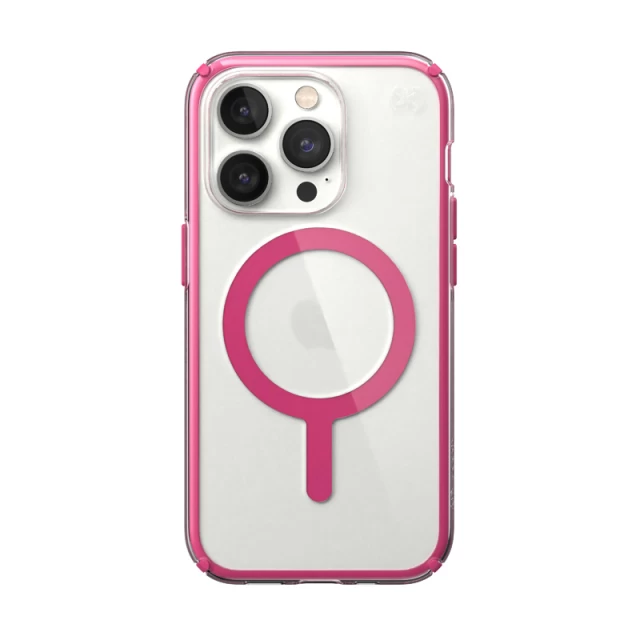 Чохол Speck Presidio Perfect-Clear with Impact Geometry для iPhone 14 Pro Clear Digital Pink with MagSafe (840168525263)