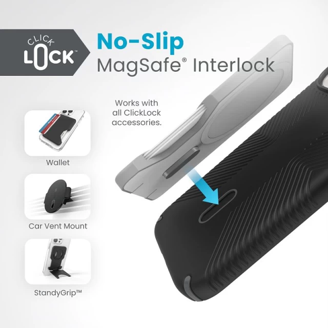 Чехол Speck Presidio2 Grip ClickLock для iPhone 15 | 14 | 13 Black/Slate Grey with MagSafe (150439-3205)