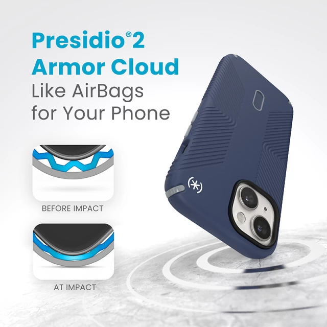 Чехол Speck Presidio2 Grip ClickLock для iPhone 15 | 14 | 13 Coastal Blue/Dust Grey with MagSafe (150439-3206)