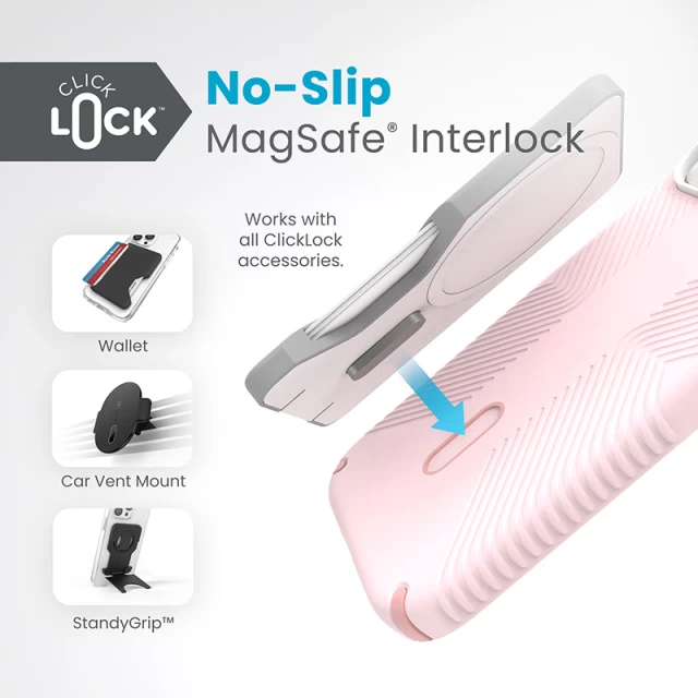 Чехол Speck Presidio2 Grip ClickLock для iPhone 15 | 14 | 13 Nimbus Pink/Dahlia Pink with MagSafe (150439-3209)