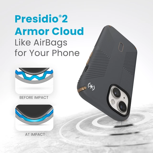 Чохол Speck Presidio2 Grip ClickLock для iPhone 15 | 14 | 13 Charcoal Grey/Cool Bronze with MagSafe (150439-3212)