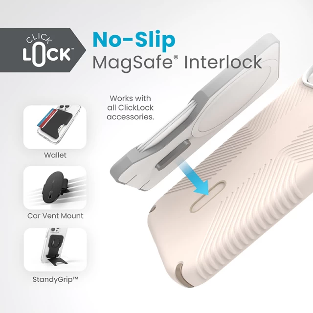 Чехол Speck Presidio2 Grip ClickLock для iPhone 15 | 14 | 13 Bleached Bone/Heirloom Gold with MagSafe (150439-3214)