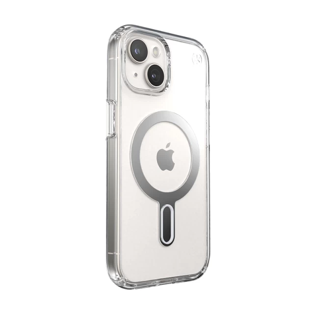 Чехол Speck Presidio Perfect-Clear ClickLock для iPhone 15 | 14 | 13 Clear/Chrome with MagSafe (150441-3199)