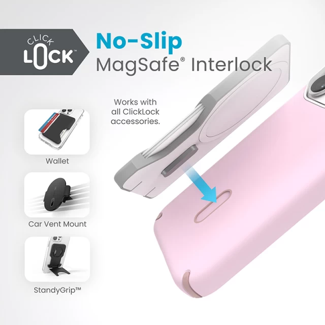 Чохол Speck Presidio2 Pro ClickLock для iPhone 15 Pro Soft Lilac/Carnation Petal with MagSafe (150446-3207)