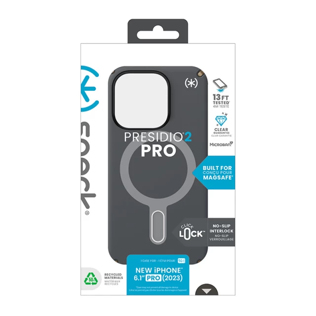 Чохол Speck Presidio2 Pro ClickLock для iPhone 15 Pro Charcoal Grey/Cool Bronze with MagSafe (150446-3212)