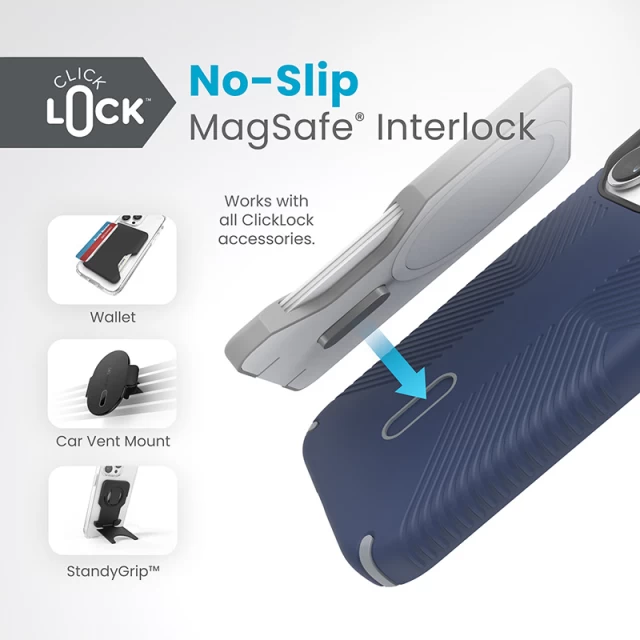 Чохол Speck Presidio2 Grip ClickLock для iPhone 15 Pro Coastal Blue/Dust Grey with MagSafe (150447-3206)