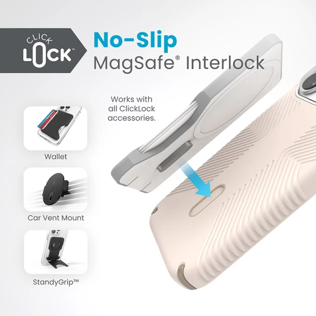 Чехол Speck Presidio2 Grip ClickLock для iPhone 15 Pro Bleached Bone/Heirloom Gold with MagSafe (150447-3214)