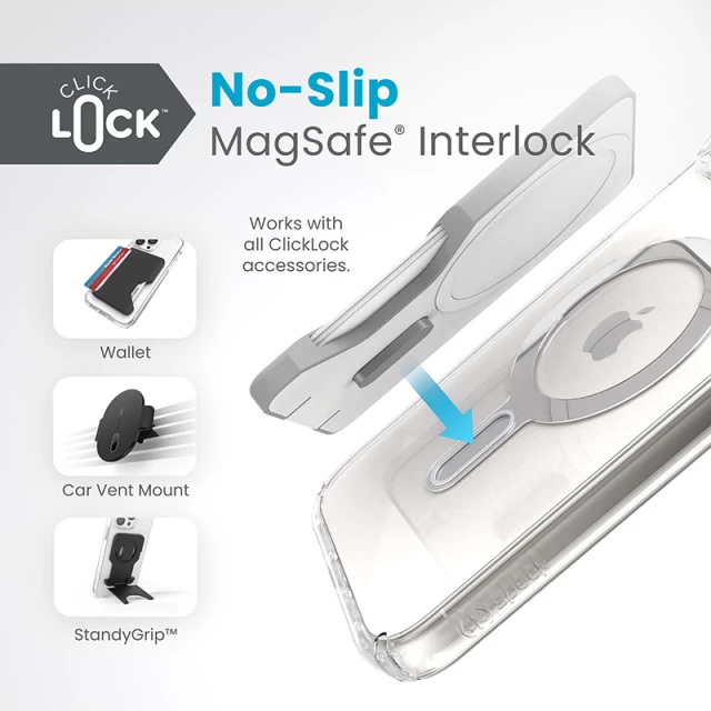 Чехол Speck Presidio Perfect-Clear ClickLock для iPhone 15 Plus | 14 Plus Clear/Chrome with MagSafe (150457-3199)