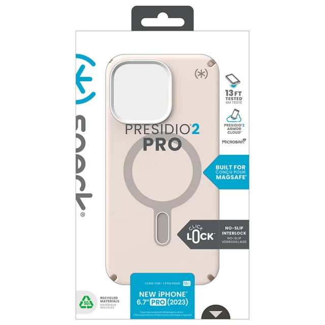 Чехол Speck Presidio2 Pro ClickLock для iPhone 15 Pro Max Bleached Bone/Heirloom Gold with MagSafe (150462-3214)