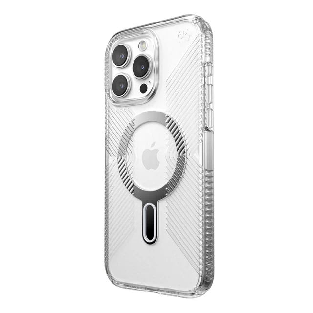 Чохол Speck Presidio Perfect-Clear Grip ClickLock для iPhone 15 Pro Max Clear/Chrome with MagSafe (150467-3199)