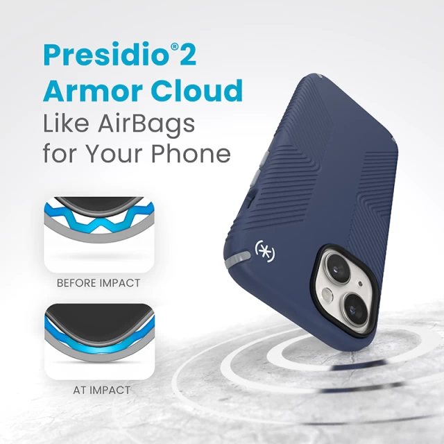 Чехол Speck Presidio2 Grip для iPhone 15 | 14 | 13 Coastal Blue/Dust Grey (150473-3206)