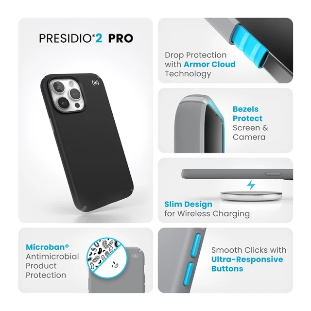 Чохол Speck Presidio2 Pro для iPhone 15 Pro Max Black/Slate Grey (150484-3205)