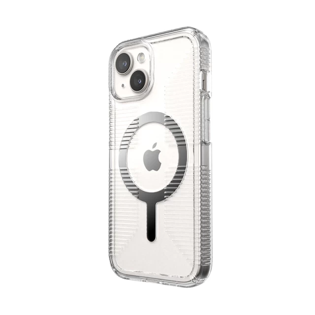 Чехол Speck GemShell Grip для iPhone 15 | 14 | 13 Clear/Chrome with MagSafe (150494-3223)