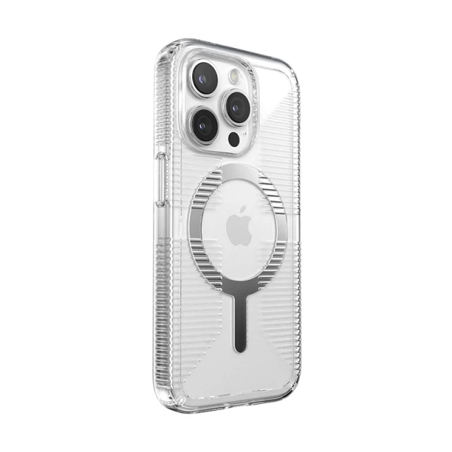 Чохол Speck GemShell Grip для iPhone 15 Pro Clear/Chrome with MagSafe (150503-3223)