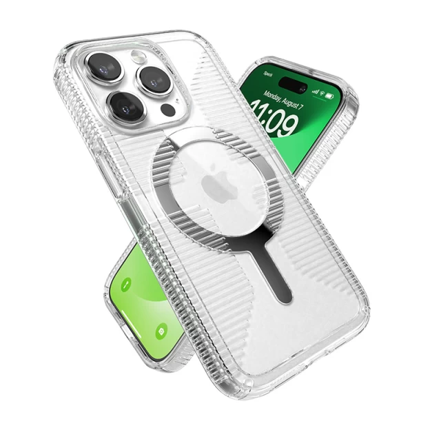 Чохол Speck GemShell Grip для iPhone 15 Pro Clear/Chrome with MagSafe (150503-3223)