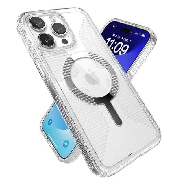 Чехол Speck GemShell Grip для iPhone 15 Pro Max Clear/Chrome with MagSafe (150521-3223)