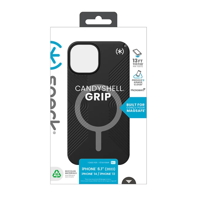 Чохол Speck Presidio2 Grip для iPhone 15 | 14 | 13 Black/Slate Grey with MagSafe (150557-3205)