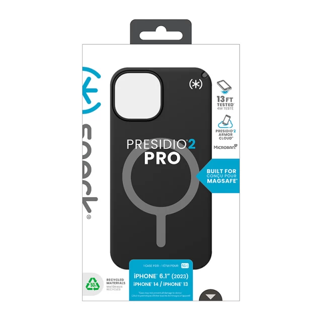 Чехол Speck Presidio2 Pro для iPhone 15 | 14 | 13 Black/Slate Grey with MagSafe (150558-3205)