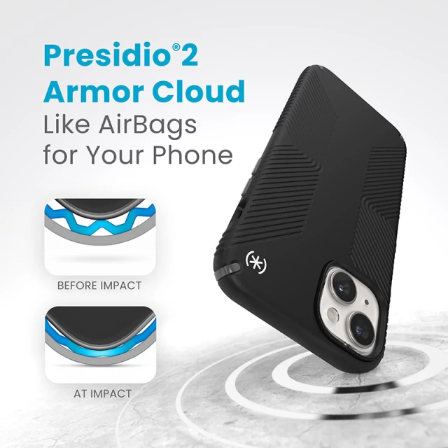 Чехол Speck Presidio2 Grip для iPhone 15 Plus | 14 Plus Black/Slate Grey with MagSafe (150569-3205)